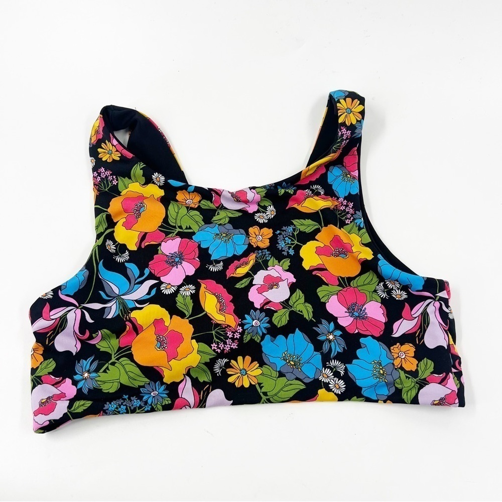 ✅ VICTORIA'S SECRET PINK MULTICOLOR FLORAL/BLACK SPORTS TOP‎ OR SWIM TOP SIZE S
